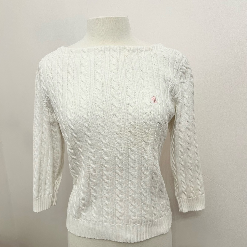 Ralph Lauren White Cable Knit Sweater